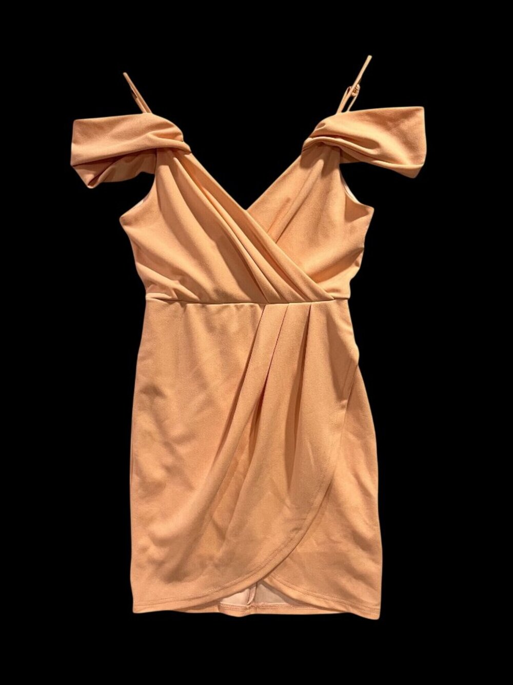 by the way Wrap-Style Peach Mini Dress XS Cold Shoulder